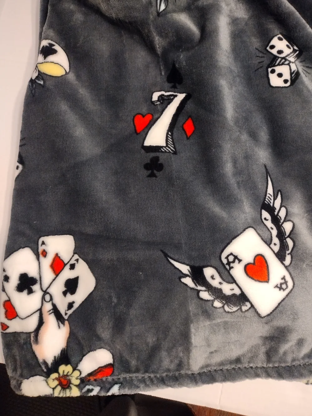 Ed Hardy Black & Multicolor Printed Plush Oversized Throw